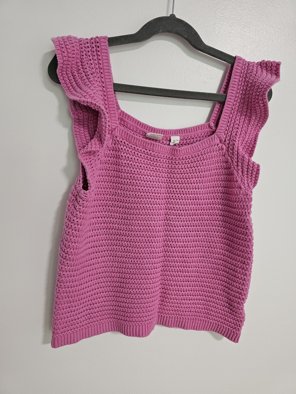 🧸2/20$ Gap Kids Pink Crochet Ruffle Sleeve Tank Top Size XL 12-13T Girl Cotton